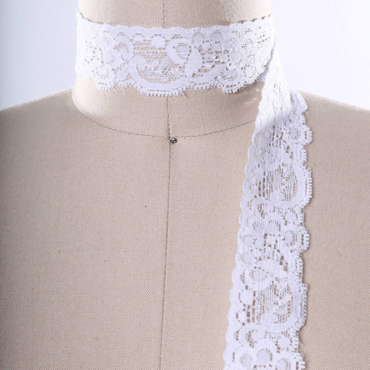 2 Yards White Stretch Lace 1" Wide Floral Elastic Trim for Sewing Lingerie & Crafts